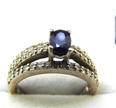 925 Sterling Silber Ring blau CZ Größe M 1/2 USR041