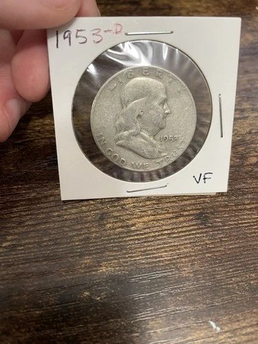 1953 D Franklin Silver Half Dollar USA 50-Cent Coin Very Fine