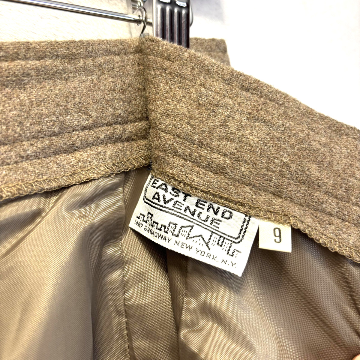 Vintage Tweed Wool Pleated A Line Skirt Medium 9 Brown Midi Slit Academia Office View 5