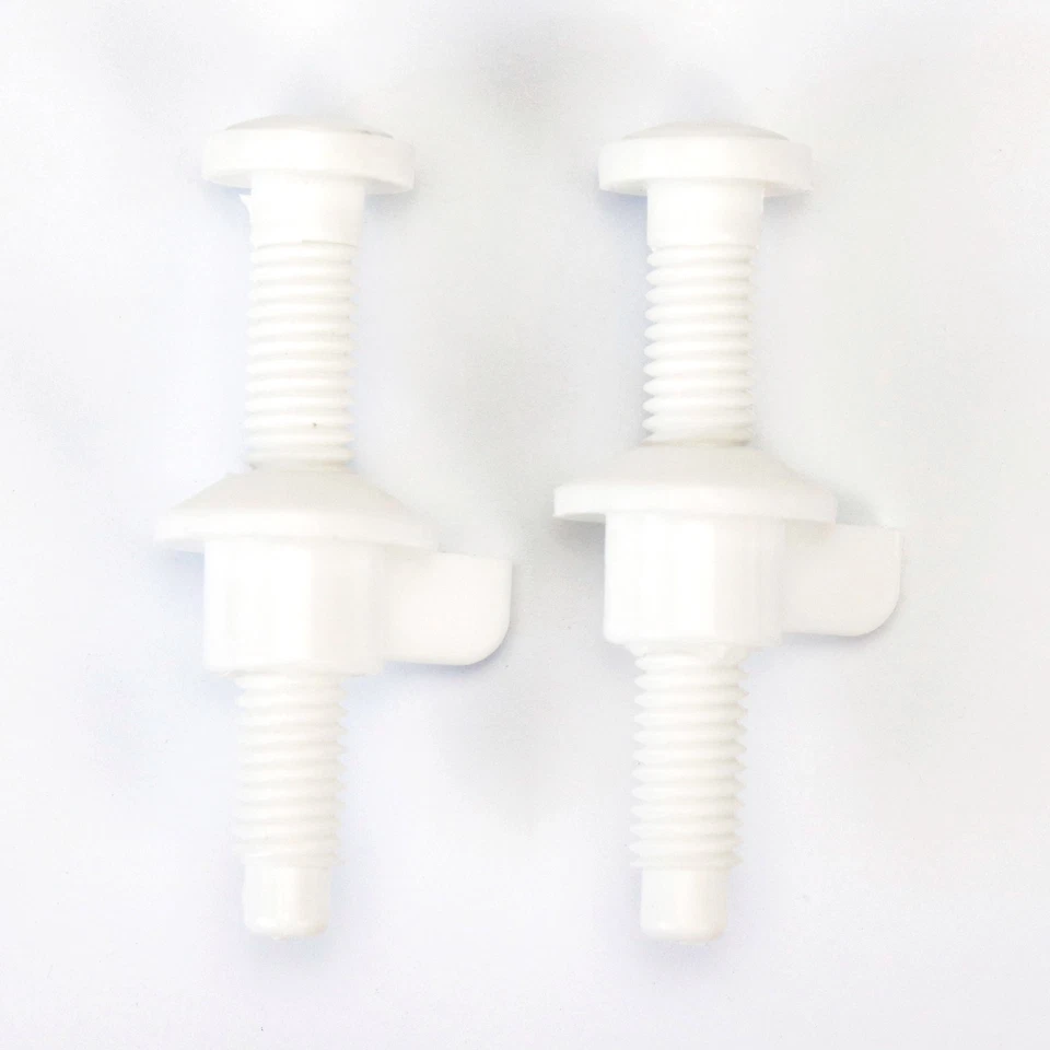 Kit de repuesto de tornillos de bisagra de asiento de inodoro de plástico universal - 1 par Foto 2 de 4