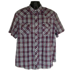 Wrangler Western Shirt Blue Red Plaid Short Sleeve Button Up Casual Mens XL