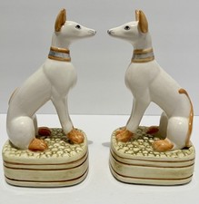 Pair Porcelain Vintage Whippet Greyhound Dog Andrea By Sadek Bookends Sculptures Pair Porcelain Vintage Whippet Greyhound Dog Andrea By Sadek Bookends Sculptures