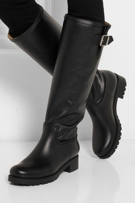 NWOT Maison Margiela MM6 Rubber Coated Canvas Rain Boots Black Size 38