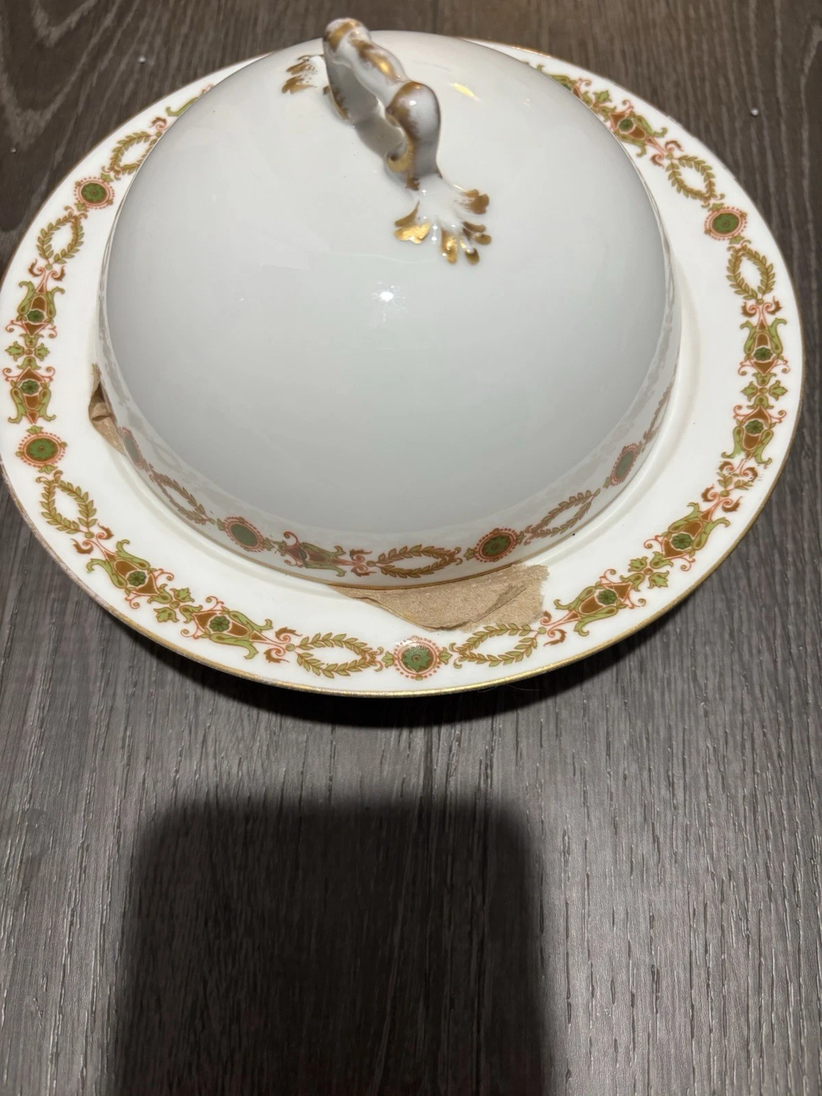 Blakeman & Henderson (B&H) Limoges Porcelain Domed Butter Dish. 3 Piece Set