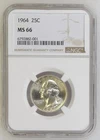 1964 Washington US 90% Quarter 25C NGC MS 66 Gem Uncirculated Cert#6792882-001