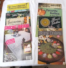 Lot of 8 Vintage Crochet Patterns Books Doilies Floral Table Toppers Rita Weiss
