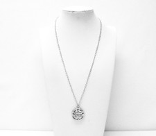 Round Silver Plated Charm w/Sister Message Pendant Necklace