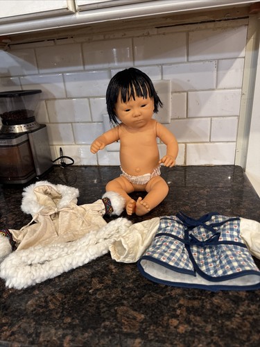 VTG 1988 Furga Appena Nati 16" Just Reborn Asian Girl Doll Infant Anatomic