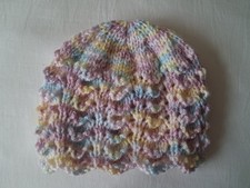 Baby Hat Hand Knitted Stretches Up To 6.5 Inches Multicolour