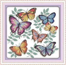 Happy Forever 11CT Stamped Cross Stitch, D774 Colorful Butterflies, Size 15x14''