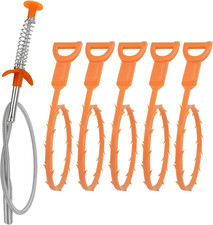Basics Drain Clog Remover Tool, Includes 5 Plastic and 1 Stainless Drain Snakes,