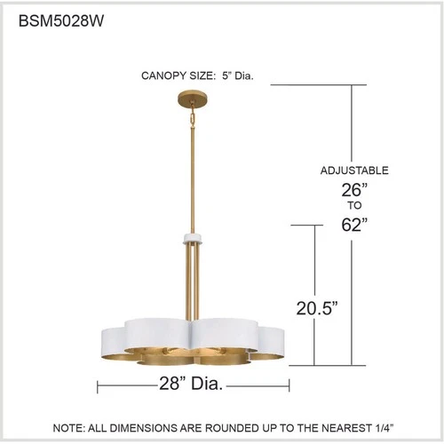 Quoizel BSM5028W OPEN BOX Balsam Chandelier White Lustre - Picture 9 of 9