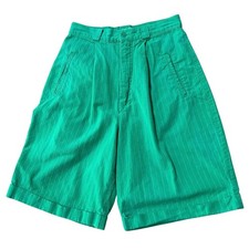 Vintage Esprit Sport Green Pinstripe High Rise Bermuda Shorts 80s XS