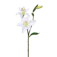artplants Plastik Zweig Lilie Atrone, Weiß, 60Cm