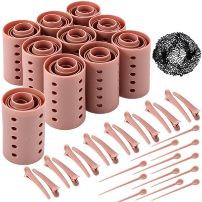 141 Pcs Hair Rollers Set Include Plastic Hair Rollers with Pins and Clips (Br...