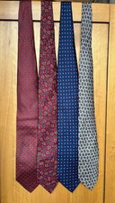 4 vintage John Lewis and Marks & Spencer 100% silk patterned red and blue ties.