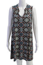 Sicilian Gypsies Womens Geometric Sleeveless A-Line Dress Multicolor Size M
