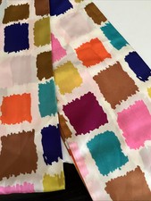 Vintage long symphony scarf white color blocked 60s fashion modern mod 6x82