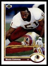 1991 Upper Deck Monte Coleman Washington Redskins #440
