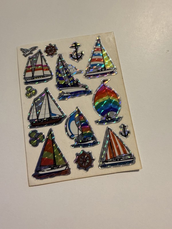 VINTAGE Stickers Prismatic Vending Machine Sailboats