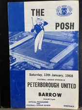 Peterborough United V Barrow, 13th Jan 1968, Division 3, BUY IT NOW ONLY £1.17