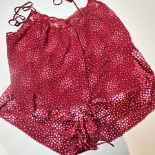 Sheer Red Heart Babydoll Sleepwear Set Lace Bow Y2K Style 2X Coquette