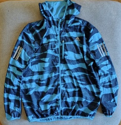  Adidas Own The Run Camo Jacket Mens XL Full Zip Hooded Reflective Windbreaker 