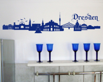 Samunshi Wandtattoo Dresden Skyline Wandaufkleber   25 Farben 7 Größen 