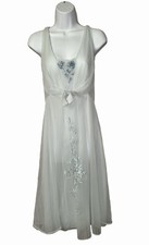 Vintage Vanity Fair 34 ICE Blue Chiffon Sheer Nightgown 50s 60s