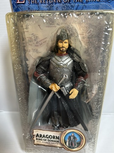 TOY BIZ 2003 LOTR RETURN OF THE KING ARAGON CARDED FIGURE NEVER OPENED - Picture 3 of 9