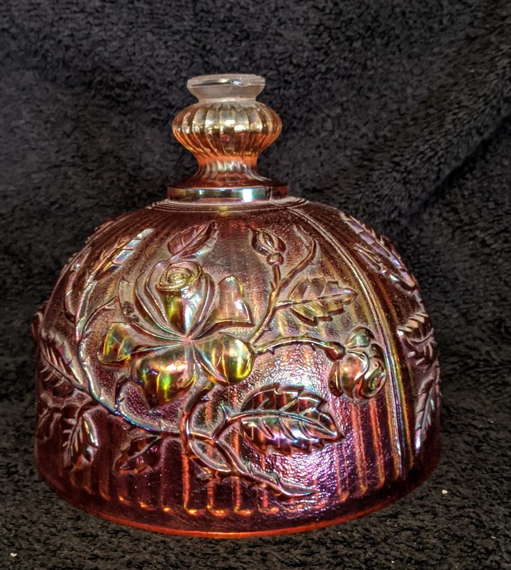 Imperial Carnival Luster Rose Marigold - Domed Lid for Butter Dish 1940's