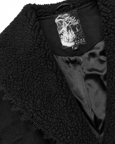 Punk Rave Womens Gothic Winter Fur Trimmed Coat - Extended Size Range - Picture 10 of 14