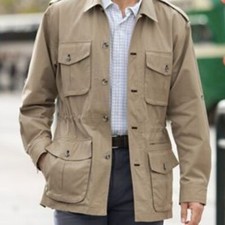 Travelsmith Womens Bush Cargo Safari Jacket Hiking Travel Beige Khaki Size Xs