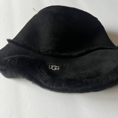 UGG SHEEPSKIN SHEARLING SHEEPSKIN BUCKET HAT BLACK SIZE  display picture 2