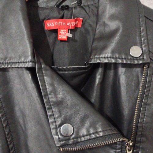 Saks Fifth Avenue Jacket XS Faux Leather Moto Biker Motorcycle Zippers Y2K - Picture 5 of 7