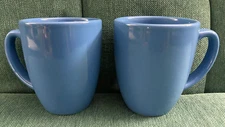 Set of 2Corelle Coordinates Medium BLUE Coffee Cup Mug Pottery Stoneware Ceramic