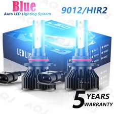 Hir2 9012 Led Headlight Bulbs Kit High Low Beam Super Bright 8000k Combo Blue