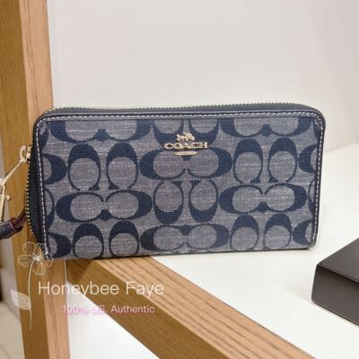 COACH　財布 Coach Medium Corner Zip Wallet With Floral Print In Leather/Black