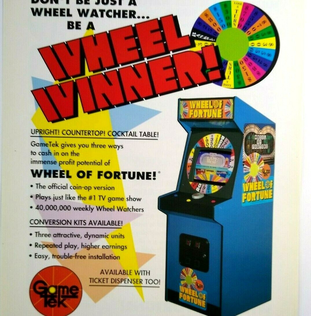 Wheel Of Fortune Arcade Flyer Original Gametek 1989 Video Game Retro Vintage Art