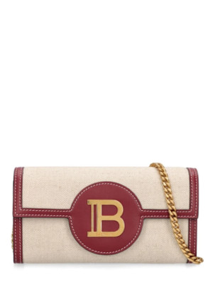NWT NEW Balmain Bbuzz Canvas & Leather Wallet On Chain Bag Logo $1400