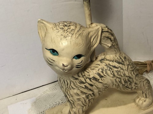 1961 PIERI CERAMIC / PLASTER CAT SCULPTURE LAMP MCM - Picture 2 of 9
