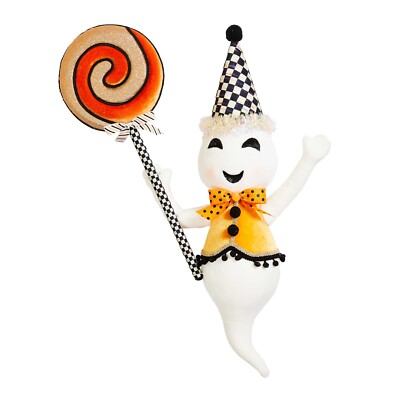 MacKENZIE CHILDS TRICK OR TREAT LOLLIPOP PLUSH GHOST HANGING DECOR BNIB