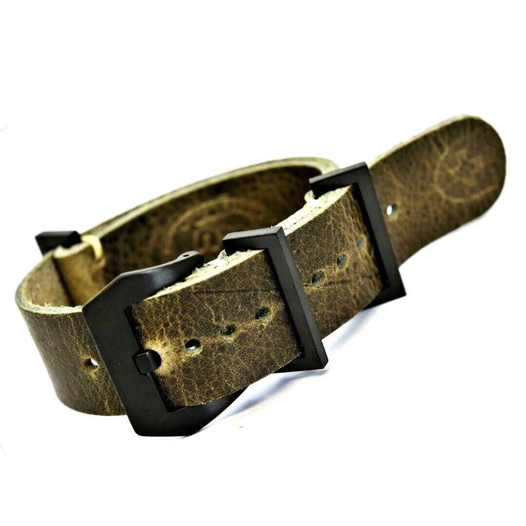 Cinturino Razza Cinturino Orologio Militare ZULU In Vera Pelle Fatto A Mano Larghezze 18 26 Mm Stile Esercito 1164449 - Foto 9