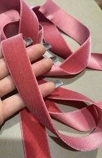 vintage rayon satin back velvet ribbon 1" old rose 1yd made in France