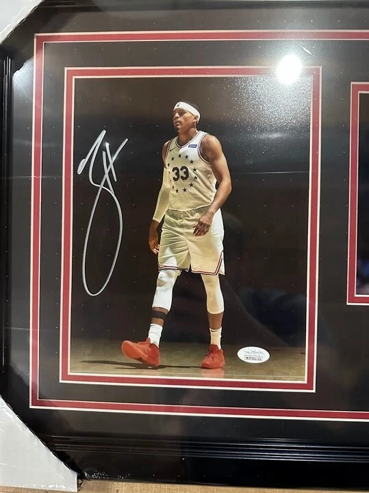 托比亚斯·哈里斯签名亲笔签名费城 76 人队 8 x 10 照片拼贴画框 JSA — 第 2/4 张图片