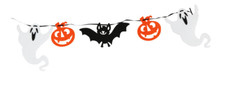 New Halloween Felt Garland 59"  Ghost, Pumpkin, Bat