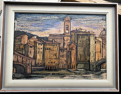 Painting Houses Alley °Leonore Berg Florence Motif On The Arno Italy Signed