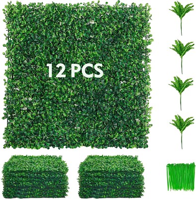 12pcs 20''x20'' Artificial Boxwood Mat Wall Hedge Decor Privacy Fence Panel Grass