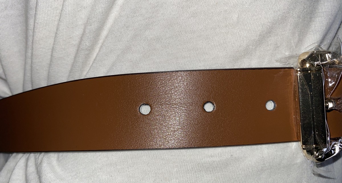 Brand New Michael Kors Reversible Brown Floral Belt w/ Gold Tone Buckle MICHAEL KORS BELT REVERSEABLE FLORAL/CHOCOLATE MK LOGO WITH  main image 3