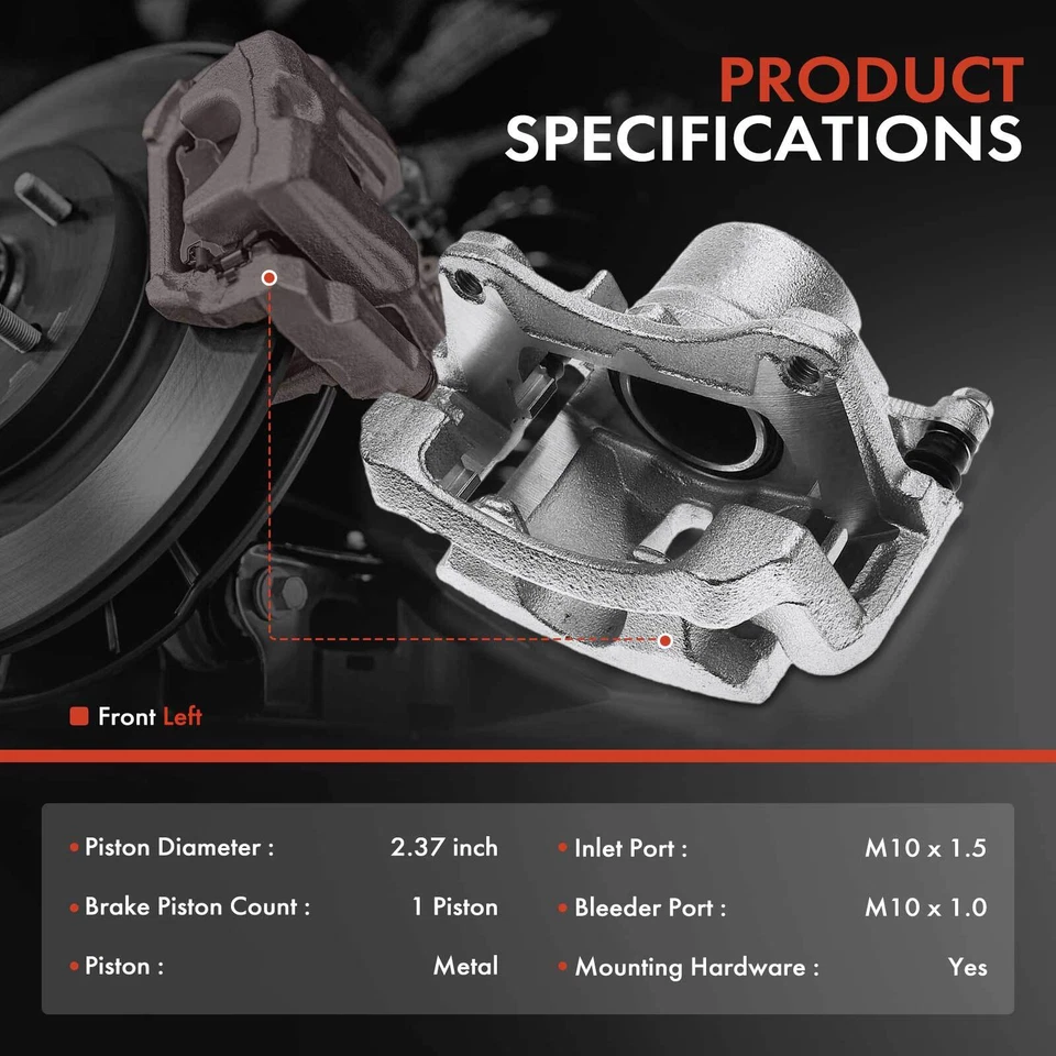 Pinza de freno delantera izquierda Chevrolet Malibu Pontiac Saturn Aura Sky 2007-2010 Foto 2 de 4